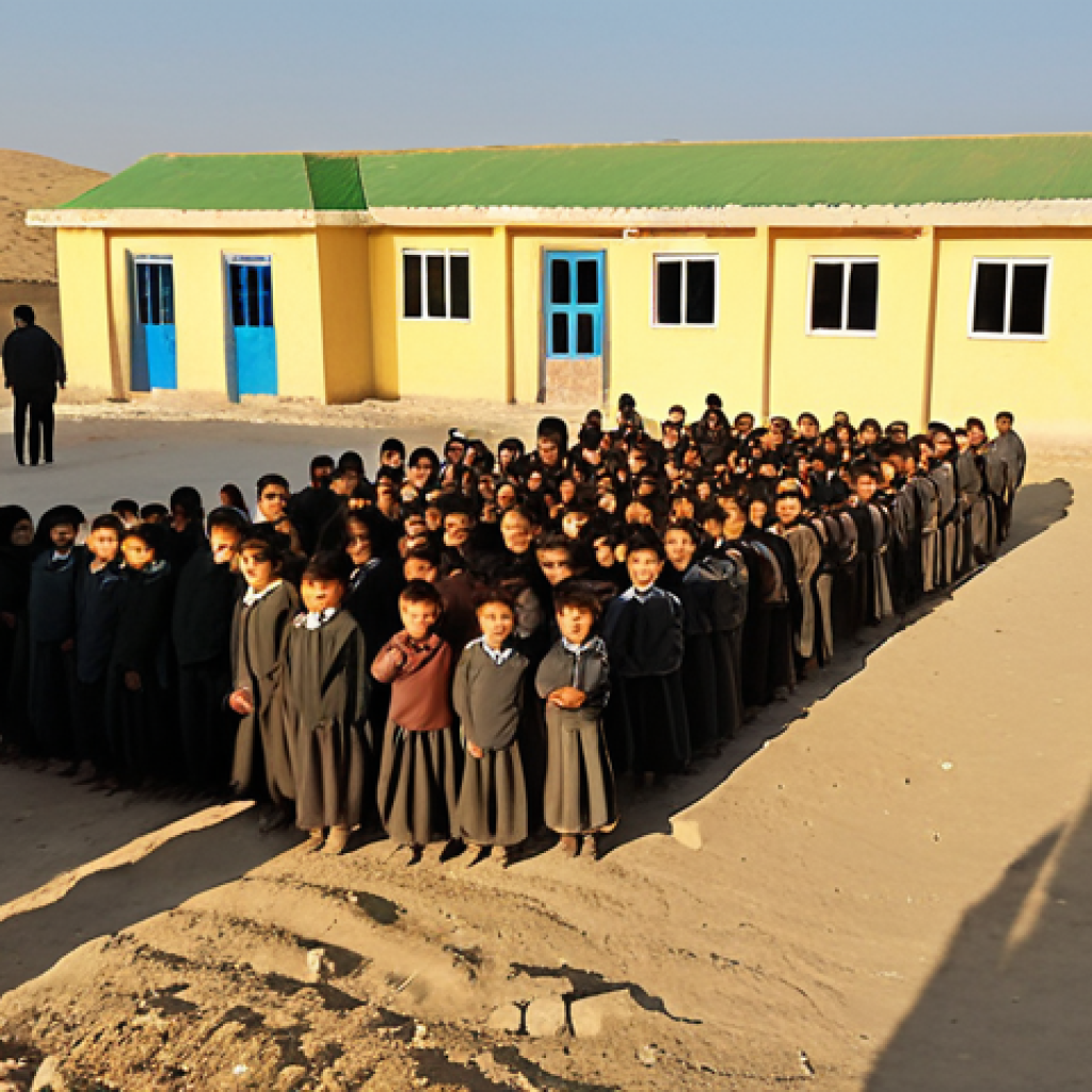 Rural School in Turkmenistan**

Prompt: *A modest, slightly worn school building in a Turkmen village. Children in simple clothing are attending class.  The classroom is crowded, with limited resources.  Golden hour sunlight.  Focus on resilience and hope.*

**