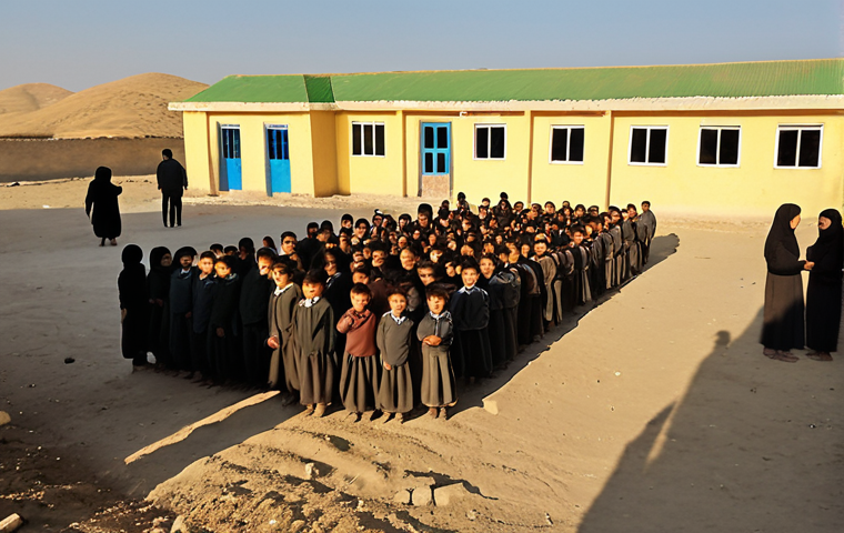 Rural School in Turkmenistan**
Prompt: *A modest, slightly worn school building in a Turkmen village. Children in simple clothing are attending class. The classroom is crowded, with limited resources. Golden hour sunlight. Focus on resilience and hope.*
**